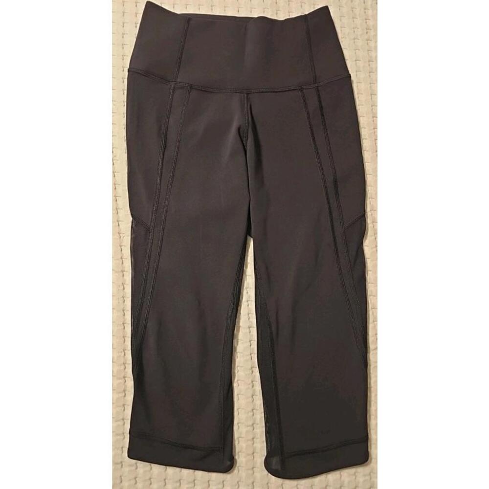Lululemon Leggings Womens 4 Capri Black Sheer Mesh Yoga Gym Running 17" Inseam